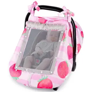 Baby Car Seat Cover, Car Seat Covers for Babies Infant Car Seat Canopy with Breathable Mesh Window Waterproof Carseat Cover for Babies Boy Girl 4 Seasons