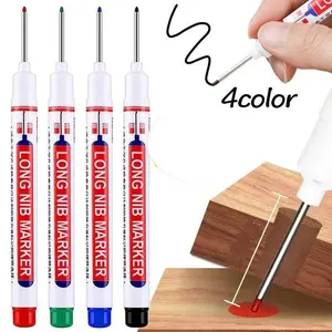 4pcs Long Head Marker Pen, Waterproof Woodworking Pen, Waterproof Marker Set, Deep Hole Pen for Home Bathroom Woodworking Decoration, Artist Drawing Pen, Drawing Markers
