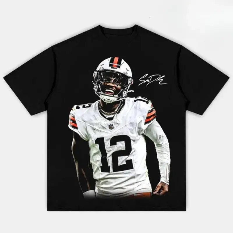 "THE DEBUT" Football Graphic T-Shirt – Unisex Adult Short Sleeve Cotton Tee, Shedeur Sanders Cleveland Football Fan Shirt, Game Day Sports Streetwear Top for Men & Women, All Season Casual Wear