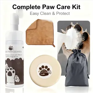 Pet Paw Cleaning & Care Kit No-Rinse Dog & Cat Paw Cleanser (5 oz), Nose & Paw Moisturizing Balm with Microfiber Towel Pet Grooming Supplies Beauty Care