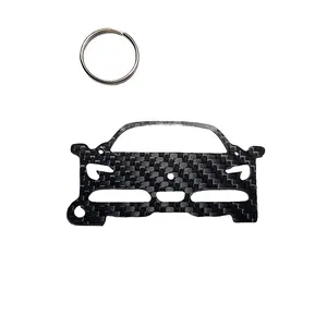 Carbon Fiber keychain for Ferrari SF90 (2019-Present) Inspired Keychain Lanyard gift FRONT view Glossy Twill