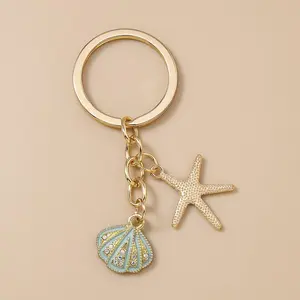 1pc Creative Cute Starfish Shell Zinc Alloy Keychain for Men And Women Daily Commute Wear