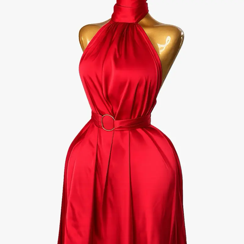 Women's Soft Elegant Evening Dress - Red Womenswear Gown, Feminine and Stylish, Ideal for all Occasions