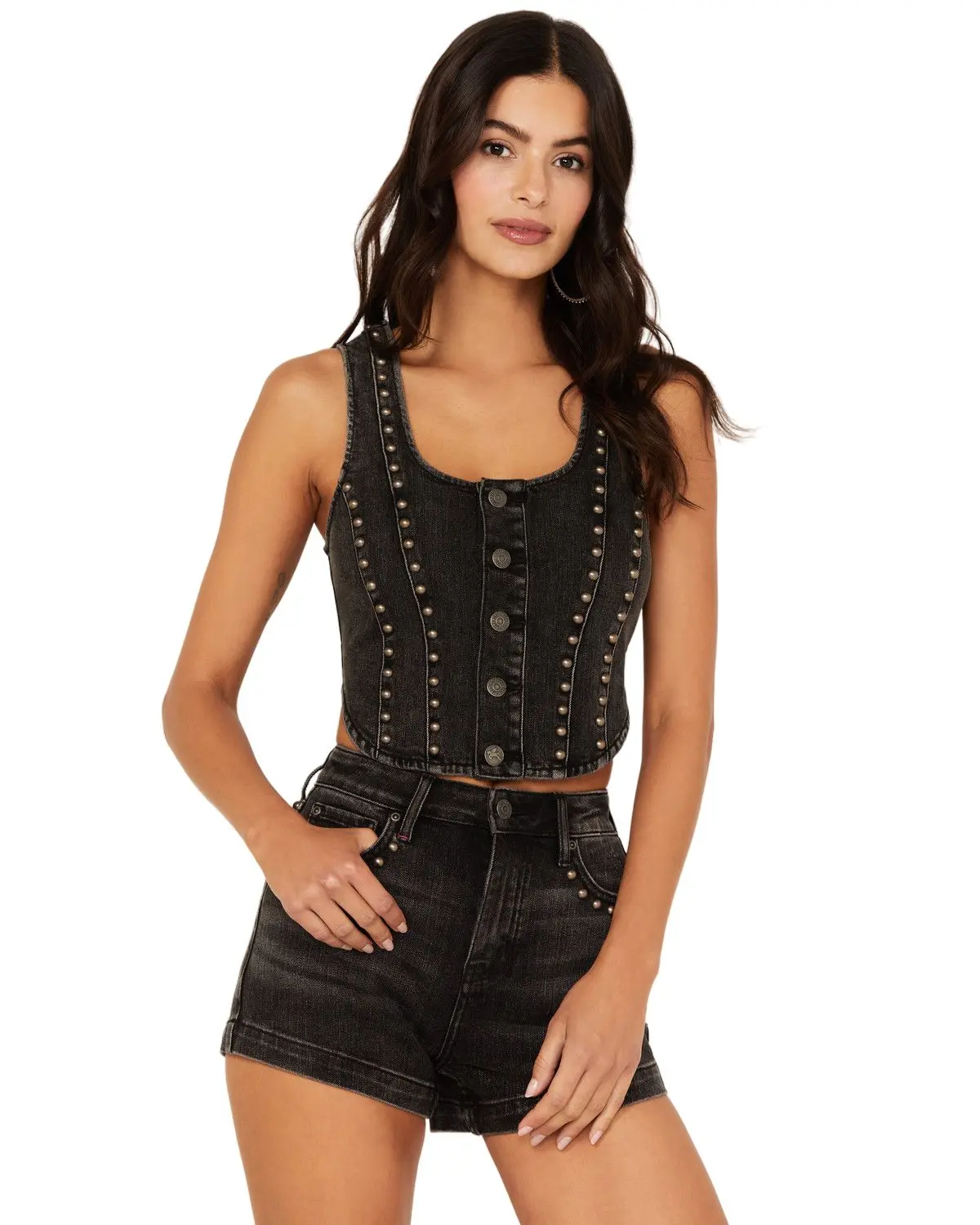 Idyllwind Women's Women'S Delrose Drive Studded Denim Vest - Iwsp23v33-Blk