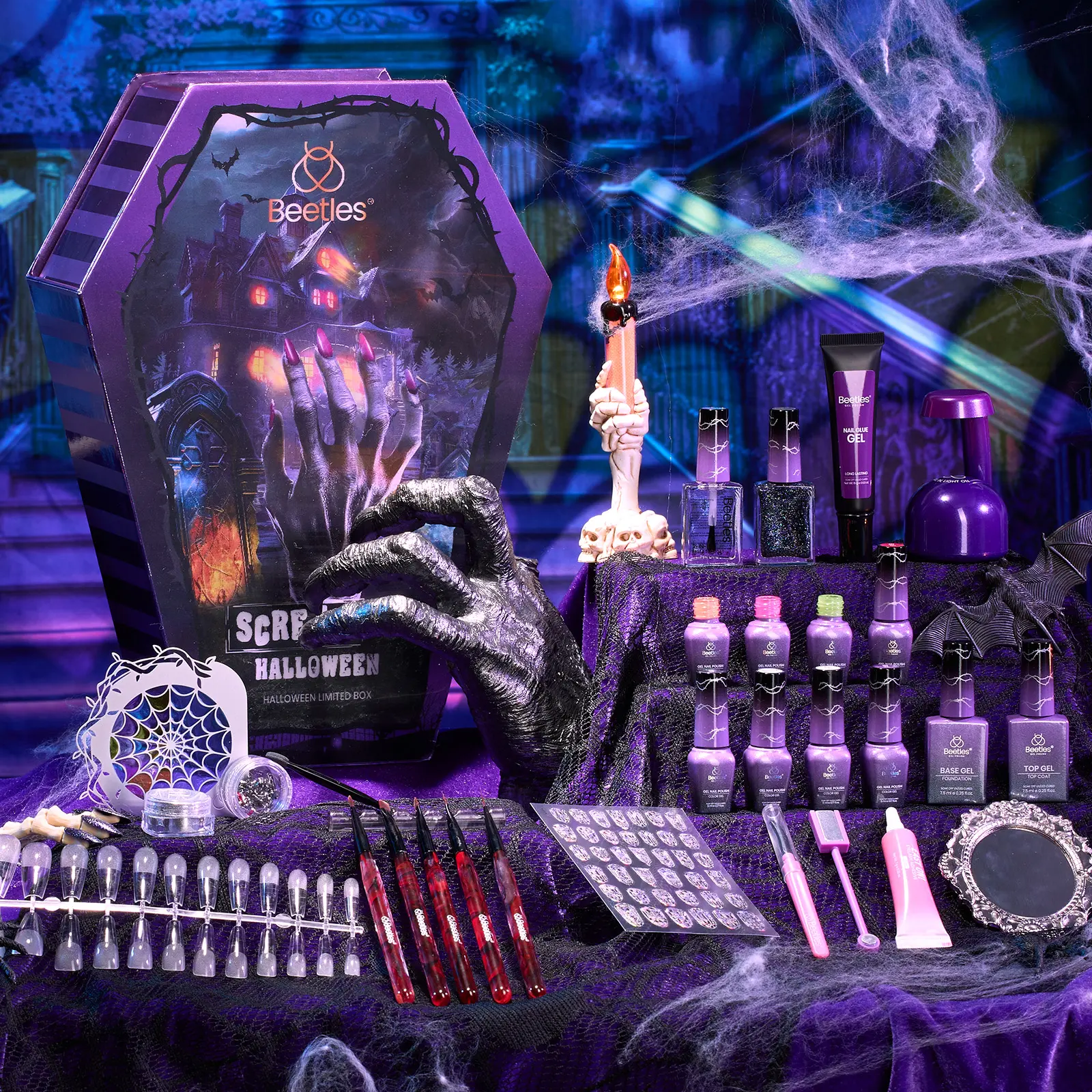 Beetles Halloween Special Edition Manicure Box, Press on Nail Gel Polish Trick or Treat,Fall Nail Halloween Nail Black Friday Winter Nail Christmas Gift