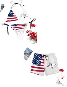 Michelobb Ulttra American Flag Drinking Triangle Bikini Set, Fourth of July Bikini, Women Swimsuits, 4th of July Bikinis, Patriotic Gifts for Her