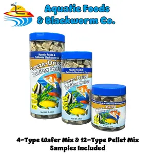 Tubifex Worms - Freeze Dried Tubifex Worm Cubes for Cichlids, Discus, Bettas, Marine Fish, Goldfish, All Tropical Fish, 4-Type Wafer Mix & 12-Type Pellet Mix Included...Canister. FREE 4-Type Wafer Mix & 12-Type Pellet Mix Included