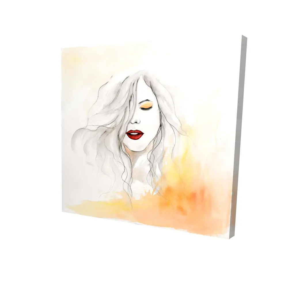 Begin Home Decor 2080-2424-FI45 24 x 24 in. Romantic Bedroom Canvas - Woman with Red Lips Home Decor