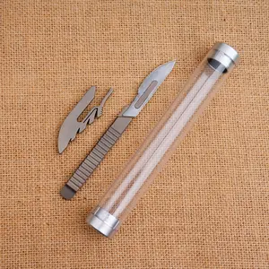 Carving Knife with Titanium Handle, Carbon Steel No.24 Blade, Handmade DIY Knife, High-Quality Craftsmanship, Perfect for Artisans, Hand Tools, Portable Multipurpose Knives