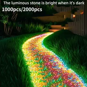 Solar Powered Glow-In-The-Dark Garden Path Stones, 1000pcs/2000pcs Luminous Pebbles for Yard Walkway Decor, Landscape Lighting & Vase Filler