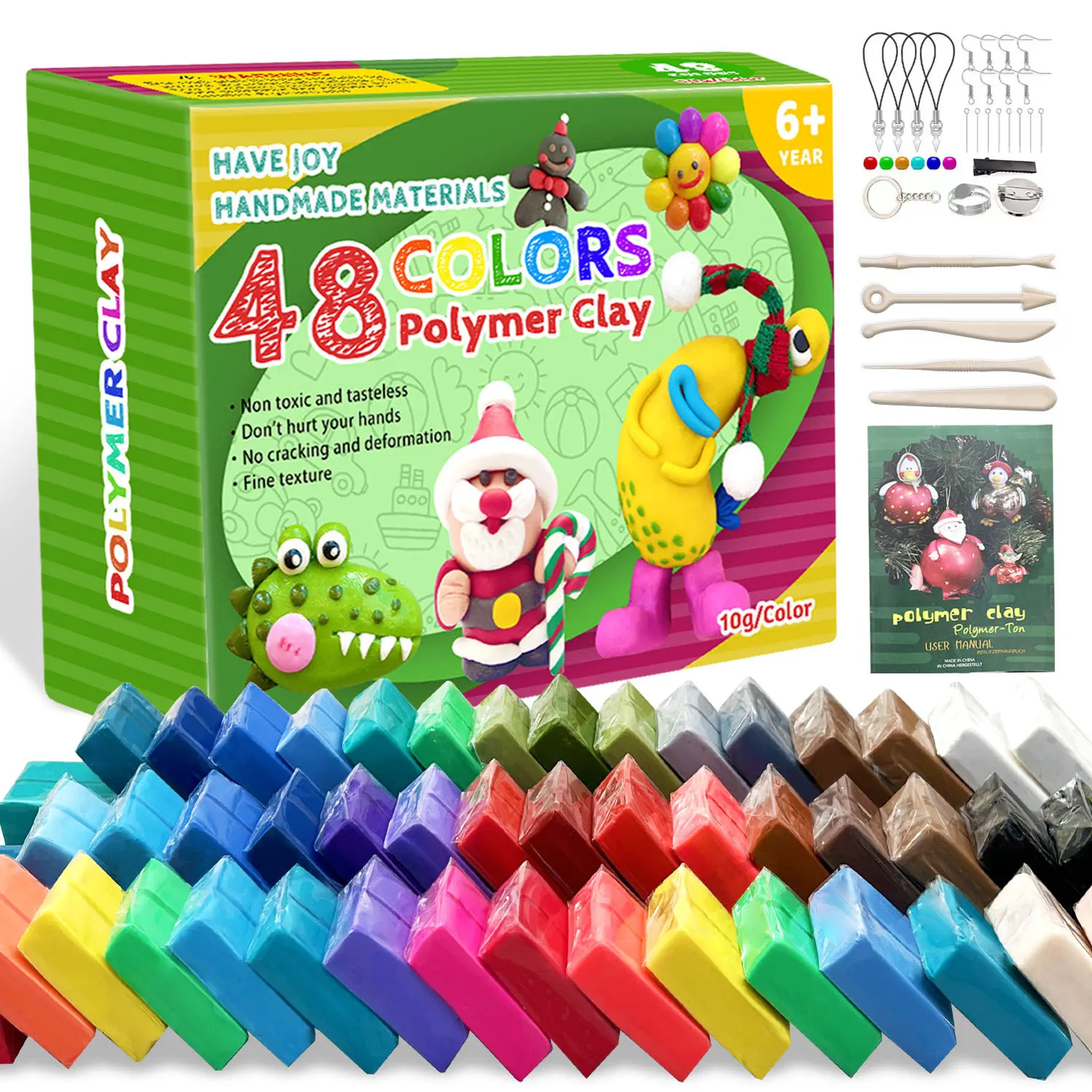 48 Color Soft Clay DIY Kit with Tools, Handmade Art Set DIY Material for Kids & Adults, Perfect Gift for Christmas & Halloween, DIY Molding Clay, Craft Kit, Art Crafting Kit