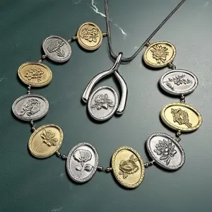 Birth Flower Wishbone Necklace