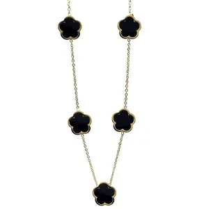 Five Leaves Clover Stainless Steel Charm Necklace