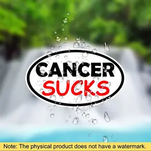 Cafe Suppressing Cancer Disgusting Oval Vinyl Stickers - Matte Surface, Irregular Shape, Suitable for Cars, Laptops, Suitcases, Motorcycles - Durable Support Consciousness Design, Window Decoration Stickers | Bold Consciousness Design