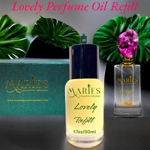 MARIE'S Lovely Luxury Perfume Oil Refill 1.7oz Glass Bottle with Premium Fragrance Oil Blend, 15ml Crystal Perfume Bottle Refill, Alcohol Free