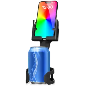 MIDNIGHT BLACK Cell Phone Seat Smartphone Cup Holder Phone Mount - USA Made Phone & Cupholder Stand Fits Phones with or Without Cases Vertical or Horizontal and Doesn't Block Cup Holder Charging Cord Access Flex to Fit Base Round Cellphone Accessories