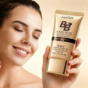 Gold Snail BB Cream SPF50 PA+++ High Coverage Waterproof Matte Finish, Long-Lasting Moisturizing Oil Control Foundation for Natural Makeup, Refreshing Non-Greasy, 9-in-1 Sunscreen Concealer for Beginners, Perfect Mother's Day Christmas Valentine's Gift