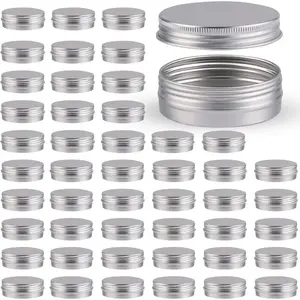 Aluminum Round Cans with Lid, 2 Oz Metal Tins for Food, Candle, Crafts, Food Storage, DIY (Silver), Pack of Pcs
