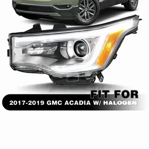 Left Headlight For GMC Acadia 2017-2019 w/ LED DRL Chrome Halogen Lamp Driver LH