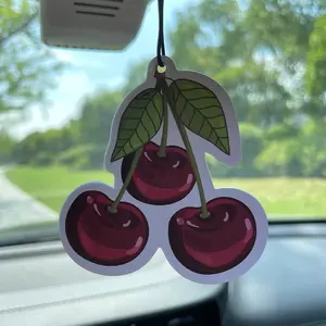 Cherry Sweet Scented Car Air Freshener, Peony & British Pear Fragrance, Long-Lasting Aromatherapy Paper Pendant for Car Interior Decor, Car Diffuser