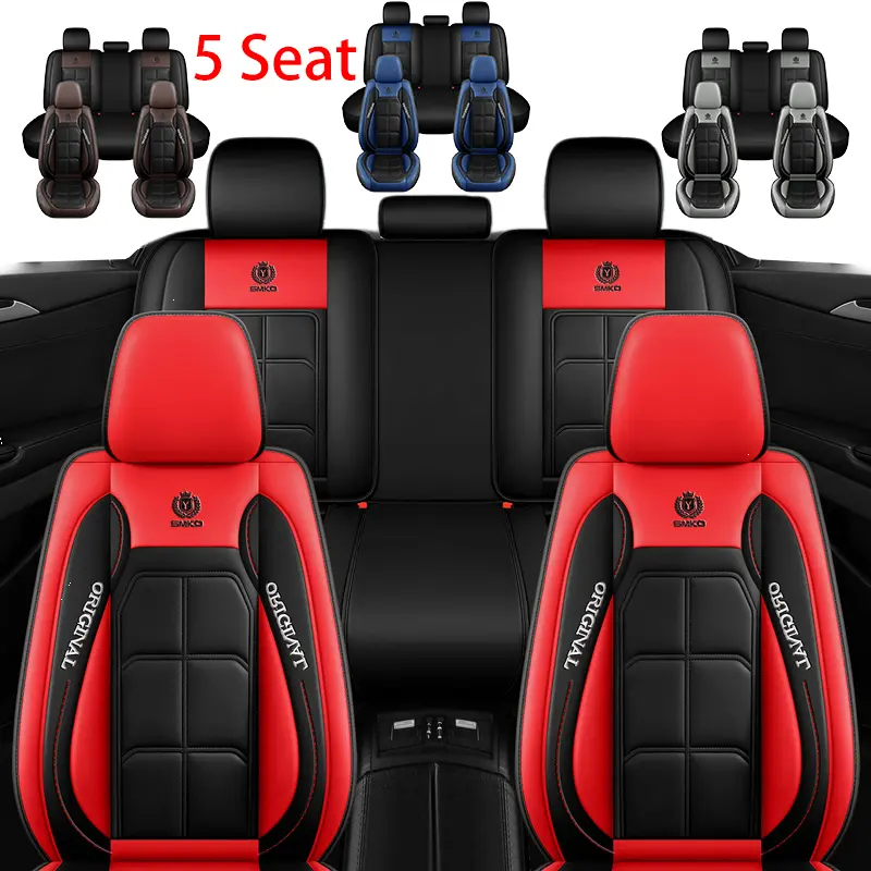 Rear Full Set High-quality PU Leather Five-seat Car Seat Cover for All Seasons Resistant to Wear and Scratch Full Coverage Seat Protection for All Vehicle Seats
