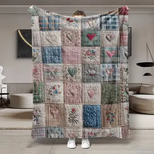 Flannel Soft Printed Flannel Blanket, Warm and Cozy Throw Blanket All Seasons, Suitable for Sofa, Office, Bed, Camping, Travel, Hypoallergenic, Plaid Pattern Blanket