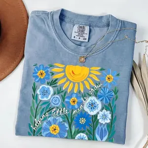 Comfort Colors Teacher Shirt, Playful Helping Little Minds Grow Shirt, Aesthetic Floral Teacher Flower Design, Trendy Oversized Cute Shirt for Teachers, Premium Garment Dyed Teach Floral Appreciatio