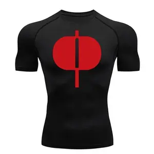 Graphic Short Sleeve Compression Shirts for Men Gym Workout Running Tshirts Sporty Quick Dry Tees Tops Baselayers Rash Guard