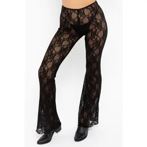 FNS300 - Floral Lace Flare Leggings