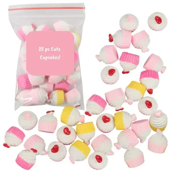 Idiy Scrapbooking Charms - 25pc Cupcakes - Great for Arts and Crafts, School Projects, Scrapbooking Beads, DIY Decorations, Resin- Adults and Kids