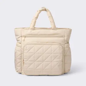 Quilted Diaper Backpack Tote - Light Tan - Cloud Island