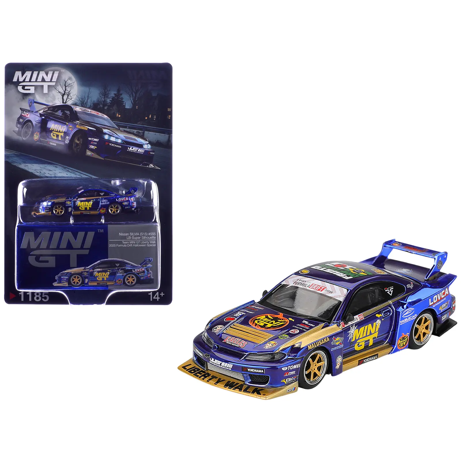 Nissan Silvia (S15) LB-Super Silhouette RHD #555 Yukio Fausto "Formula Drift Japan" (2025) 1/64 Diecast Model Car by Mini GT