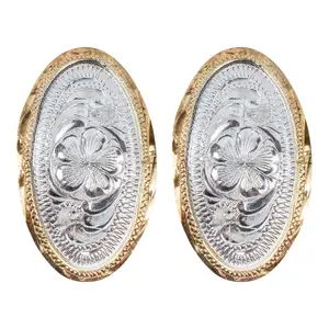 Arab Concho Silver Plate Small Oval Gold Edge