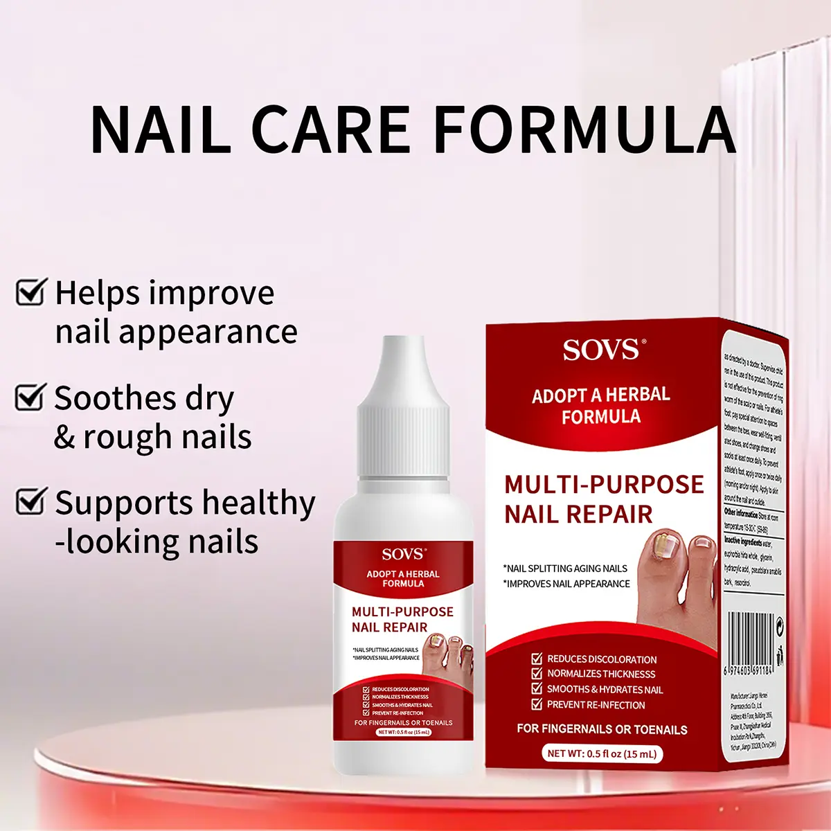 SOVS Extra Strength Toenail Fungus Treatment, Antifungal Solution for Toenails & Fingernails, Triple Action Formula to Remove Fungus, Repair Damaged Nails, 0.5 Fl Oz Healing Natural Therapeutic Nail Care，#DealsForYouDays, Antifungal Treatment Nail Repair,