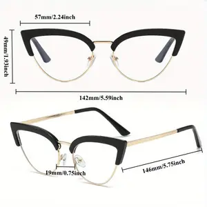 Elegant Cat Eye Frame Women - Metal Full Clear Lens, Blue Light Blocking, Presbyopic Eyeglasses with Strengths from 0.00 to +4.00, Stylish White Design for Fashionable Eyewear, Fashionable Eyewear | Elegant Eyewear | Metallic Accents