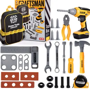 Toy Tool Set, 28-Piece Realistic Kit, Drill with 4 Interchangeable Bits, Building Playset, Educational Toys for Kids Ages 3-8