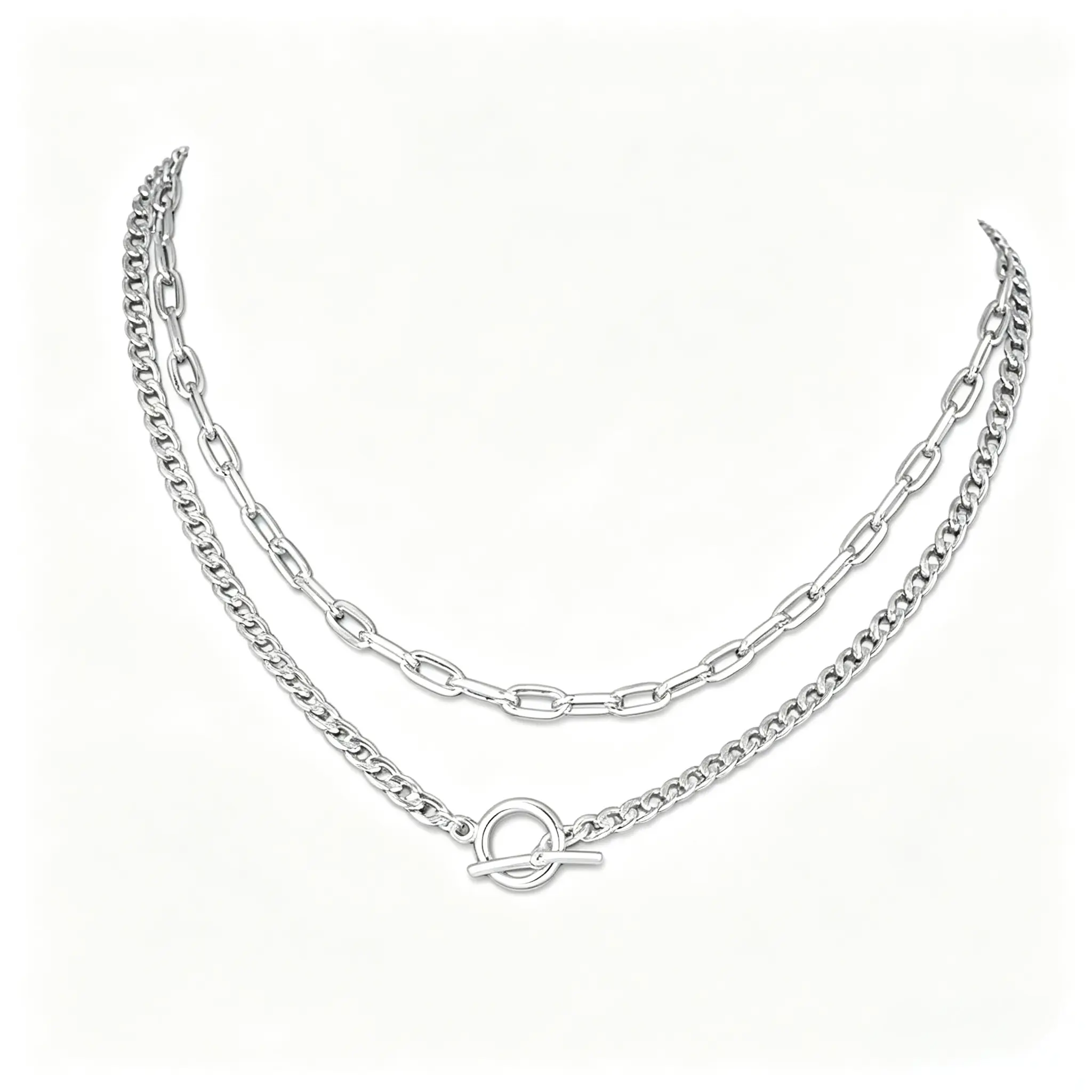 Silver-Plated Multi-Layer Stackable Necklace, European-American Hip-Hop Style Fashion Accessory, 7-Day No-Questions-Asked Returns neck alace pixie wing