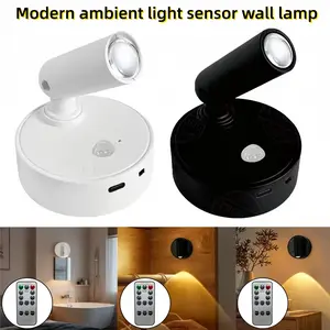 Modern Magnetic Induction Wall Lamp, Adjustable Warm/cold/neutral Light, Smart LED with Remote Control, USB Rechargeable, Indoor Lighting