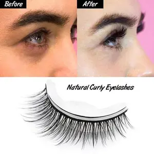 1 Pair Self Adhesive Eyelashes Reusable 3D False Lashes Easy to Wear and Remove Curly Stick On Eye Lashes