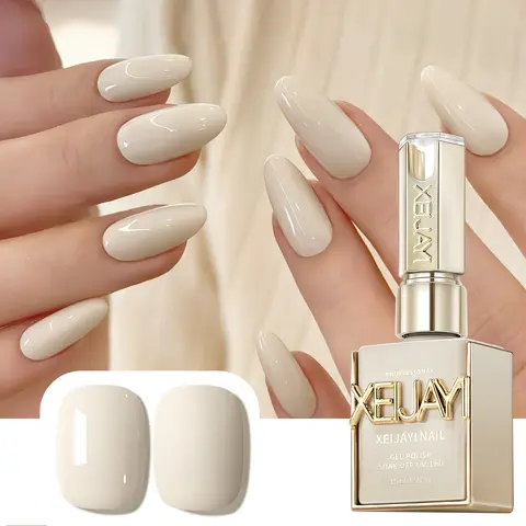 XEIJAYI Fragrance-Free Glossy Liquid Gel Nail Polish (1PC, 15ML M062 Milky White) - TPO-HEMA-Free, Soak-Off Flower Patting Glue for Gradient Effect, LED-UV Lamp Cured, Nail Products for Gel X At-Home DIY Enthusiasts