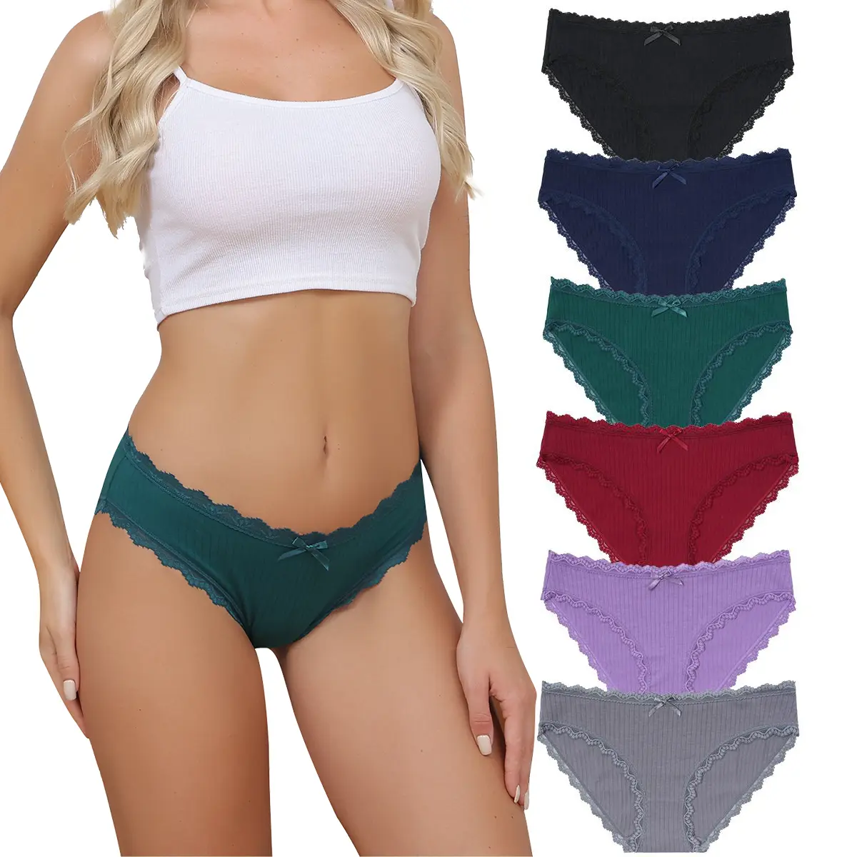LEVAO 6 Pack Cheeky Cotton Bikini Panties for Women – Soft Lace, Breathable, Low Waist No Show Underwear S-XXL