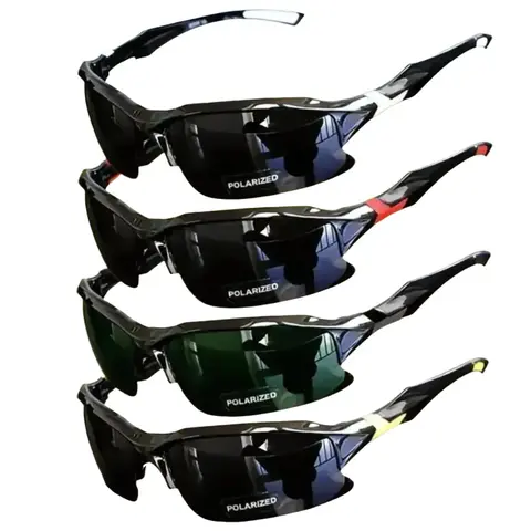 Unisex 4-Pack Polarized Rimless Wraparound Shield Sunglasses - UV400 Lightweight Sports Biking Eyewear, Anti-Glare Driving Shades, Cycling Activewear for Outdoor Use