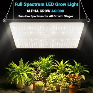 ALPHAGROW Advanced LED Grow Light - 100W Full Spectrum Plant Light with 660nm Red & 3000K/5000K White LEDs, Ultra Efficient 2.75μmol/J, Dimmable Sunlike Spectrum for Seed to Harvest,Quiet Fanless Design, Perfect for 2x2ft to 4x4ft Grow Tents
