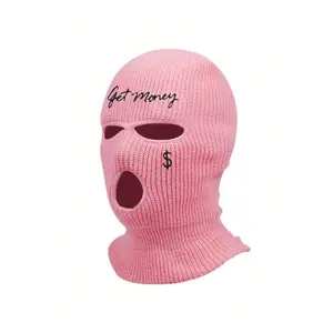 2pcs/1pc Unisex Embroidered Balaclava Cap With Face Mask And Knit Gloves, Suitable For Autumn/Winter Outdoor Activities Such As Traveling, Skiing, Cycling, Hiking Protective Gear