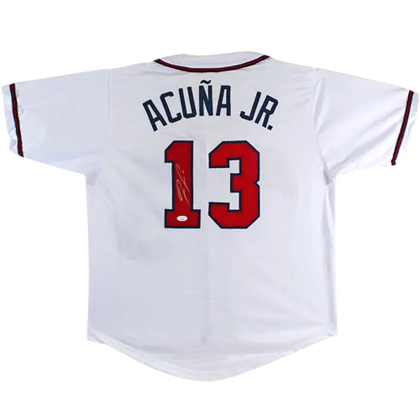 Ronald Acuna Jr. Autographed Atlanta (White #13) Custom Baseball Jersey - JSA