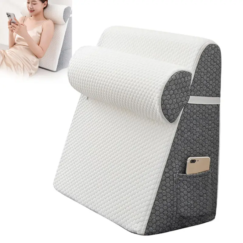 Wedge Pillow Support Cushion,High-Density Foam Triangle Pillow for Sleep Apnea,Acid Reflux,Snoring,Back Support Sitting Up in Bed,Incline Cushion Sleeping,Reading(50 * 50cm,Gray)