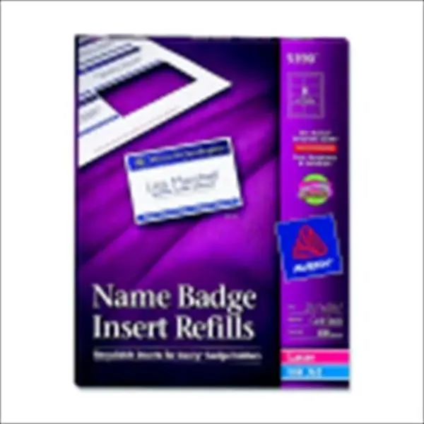 Avery 1054629 Laser Inkjet Name Badge Insert Refill Packs, 2-1/4 x 3-1/2 in, PVC-Free White, Micro Perforated, Smooth Edges, 400-Count, Laser Printer Compatible, for Meetings, Seminars