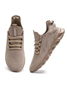 Men's Solid Color Lace Up Low Top Sneakers, Casual Breathable Comfortable Sports Running Shoes, Male All-match Round Toe Shoes for Daily Wear