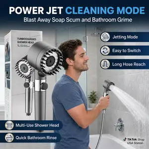 Turbocharged Filtered Handheld Shower Head Set, 3 Spray Modes, 5 Filters, Hose & Holder Included