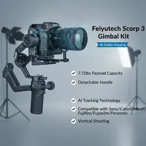 FeiyuTech SCORP 3 Kit Camera Gimbal Stabilizer 7.72lbs Payload Detachable Handle AI Tracking for Sony / Canon / Nikon / Fujifilm / Panasonic Vertical Shooting